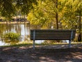 Peace on the Pond from an Empty Bench Royalty Free Stock Photo