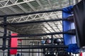 View of empty boxing ring in fitness gym