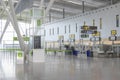 View on empty check-in queue line of Aena international airport of Santiago de Compostela