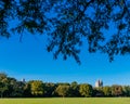View of empty Great Lawn of Central Park under clear blue sky, in New York City, USA Royalty Free Stock Photo