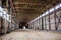 View of an empty hangar in an old factory