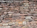 View of empty, old white, pink and grey brick wall background with copy space. A deteriorating old brick wall outdoors Royalty Free Stock Photo