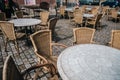 View of empty outdoor cafe in Bad Bentheim Royalty Free Stock Photo