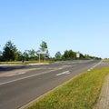 View of empty road in Itzehoe, Germany with traffic direction sign Royalty Free Stock Photo