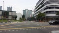 View of empty road at traffic light at Singapore Royalty Free Stock Photo