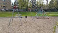 American empty playground in autumn