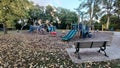 American empty playground in autumn