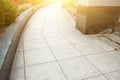 View on empty sidewal path and plants. Footpath covering Royalty Free Stock Photo