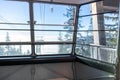 A view of empty Skyride Gondola at The Peak of Vancouver inside the Grouse Mountain Ski Resort Royalty Free Stock Photo
