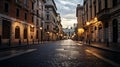 view of empty streets of rome generative AI