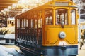 Yellow bonde tram for tourists in Rio