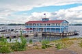 View from enbankment on old dock on the Volga river in Samara city, Russia