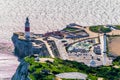 View of end of gibraltar with a lighthouse and a mosque...IMAGE Royalty Free Stock Photo