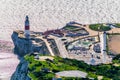 View of end of gibraltar with a lighthouse and a mosque...IMAGE Royalty Free Stock Photo