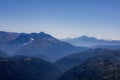 View of endless mountain ranges in the haze of the day