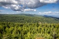 View of endless spruce forests of Jizera Mountains from mountain viewpoint Royalty Free Stock Photo