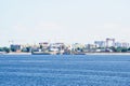 View on Engels city from Volga river Russia