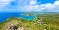 View of English Harbor from Shirley Heights, Antigua, paradise bay at tropical island in the Caribbean Sea Royalty Free Stock Photo