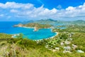 View of English Harbor from Shirley Heights, Antigua, paradise bay at tropical island in the Caribbean Sea Royalty Free Stock Photo