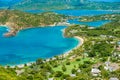 View of English Harbor from Shirley Heights, Antigua, paradise bay at tropical island in the Caribbean Sea Royalty Free Stock Photo