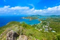 View of English Harbor from Shirley Heights, Antigua, paradise bay at tropical island in the Caribbean Sea Royalty Free Stock Photo