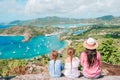 View of English Harbor from Shirley Heights, Antigua, paradise bay at tropical island in the Caribbean Sea Royalty Free Stock Photo