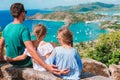 View of English Harbor from Shirley Heights, Antigua, paradise bay at tropical island in the Caribbean Sea Royalty Free Stock Photo