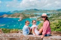 View of English Harbor from Shirley Heights, Antigua, paradise bay at tropical island in the Caribbean Sea Royalty Free Stock Photo