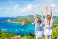 View of English Harbor from Shirley Heights, Antigua, paradise bay at tropical island in the Caribbean Sea Royalty Free Stock Photo