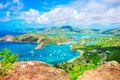 View of English Harbor from Shirley Heights, Antigua, paradise bay at tropical island in the Caribbean Sea