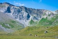 View of Engstligenalp from the Engstligengrat hiking trail, Swiss Alps, Switzerland