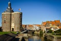 View of Enkhuizen with the historic gatehouse and the drawbridge