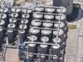 View of enormous vertical silos for beer fermentation and storage Royalty Free Stock Photo
