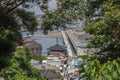 View from Enoshima island of the bridges connecting it to Fujisawa, Kanagawa prefecture, Japan