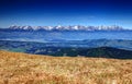 View of the entire High Tatras range with snowy peaks, Slovakia Royalty Free Stock Photo