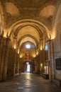 View of the entrance, arches and columns of Aix Cathedral in Aix-en-Provence.