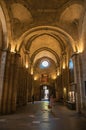 View of the entrance, arches and columns of Aix Cathedral in Aix-en-Provence.