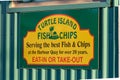 View of entrance building The Turtle Island Fish and Chips restaurant in Port Alberni