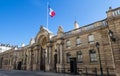 View of entrance gate of the Elysee Palace from the Rue du Faubourg Saint-Honore. Elysee Palace - official residence of Royalty Free Stock Photo