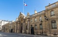 View of entrance gate of the Elysee Palace from the Rue du Faubourg Saint-Honore. Elysee Palace - official residence of Royalty Free Stock Photo