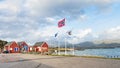 View of the entrance of the Port of Leknes, Lofoten, Norway Royalty Free Stock Photo