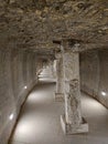 View entrance to inside the Great step pyramid of Djoser, Saqqara. Cairo, Egypt. The tomb of egyptian Pharaohs. ancient catacombs