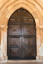 View of the entry arch of the Cathedral of Faro located in Faro, Algarve, Portugal