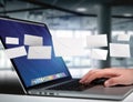 Envelope message displayed on a futuristic email interface - 3d Royalty Free Stock Photo