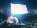 Envelope message displayed on a futuristic email interface - 3d rendering