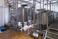 View on the equipment on the milk factory. Royalty Free Stock Photo