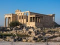 View of Erechtheion and porch of Caryatids on Acropolis, Athens, Greece, against sunset Royalty Free Stock Photo