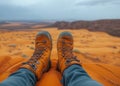View from erg dune in Morocco - Hiking hiker traveler landscape adventure