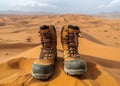 View from erg dune in Morocco - Hiking hiker traveler landscape adventure
