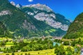 View of Erstfeld, a village in Swiss Alps Royalty Free Stock Photo